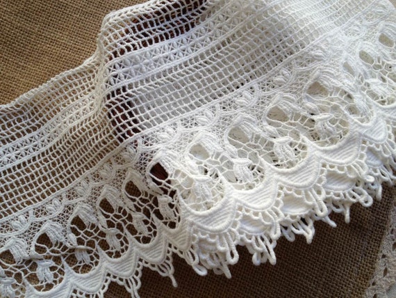 Crochet Lace Trim White Cotton Lace Vintage Lace by lacelindsay