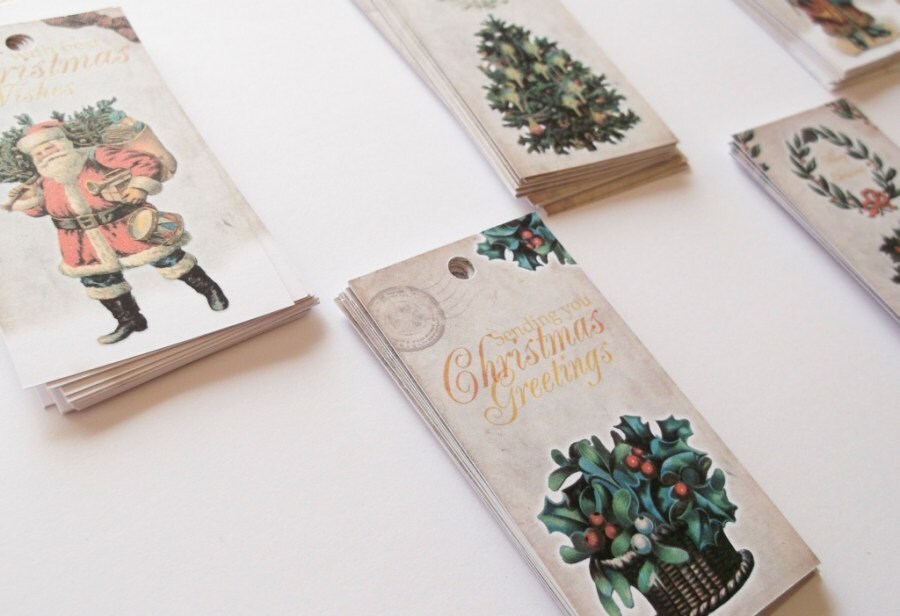 printable christmas gift tags vintage pdf by clementinecreative