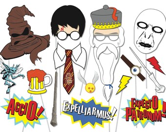 Harry Potter photo booth props - Printable - Wizard party, Harry potter, Dumbledore, The sorting hat