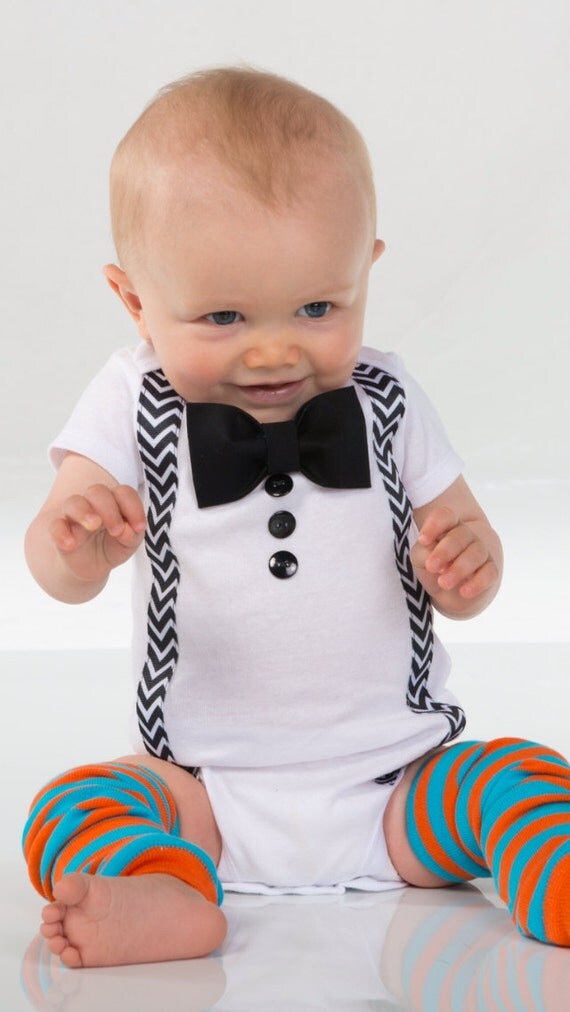 Items similar to Baby Boy Clothes - Bow Tie Suspenders - Baptism Boy