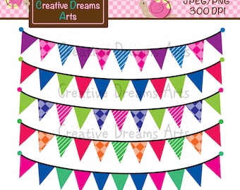 40% Off! Simple Bunting Digital Clip Art Instant Downloads