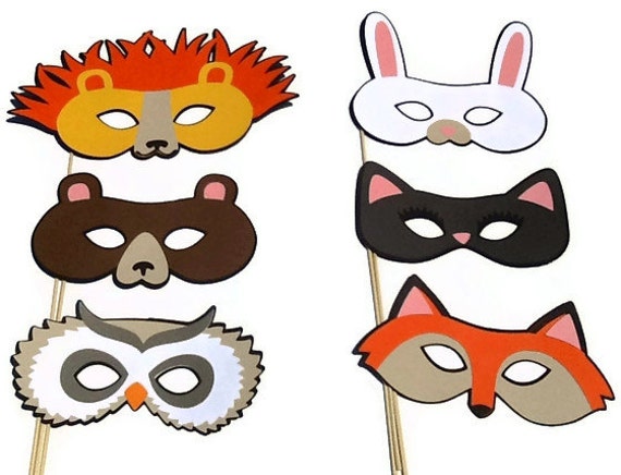 Photo Booth Props 6 Piece Animal Masquerade Masks