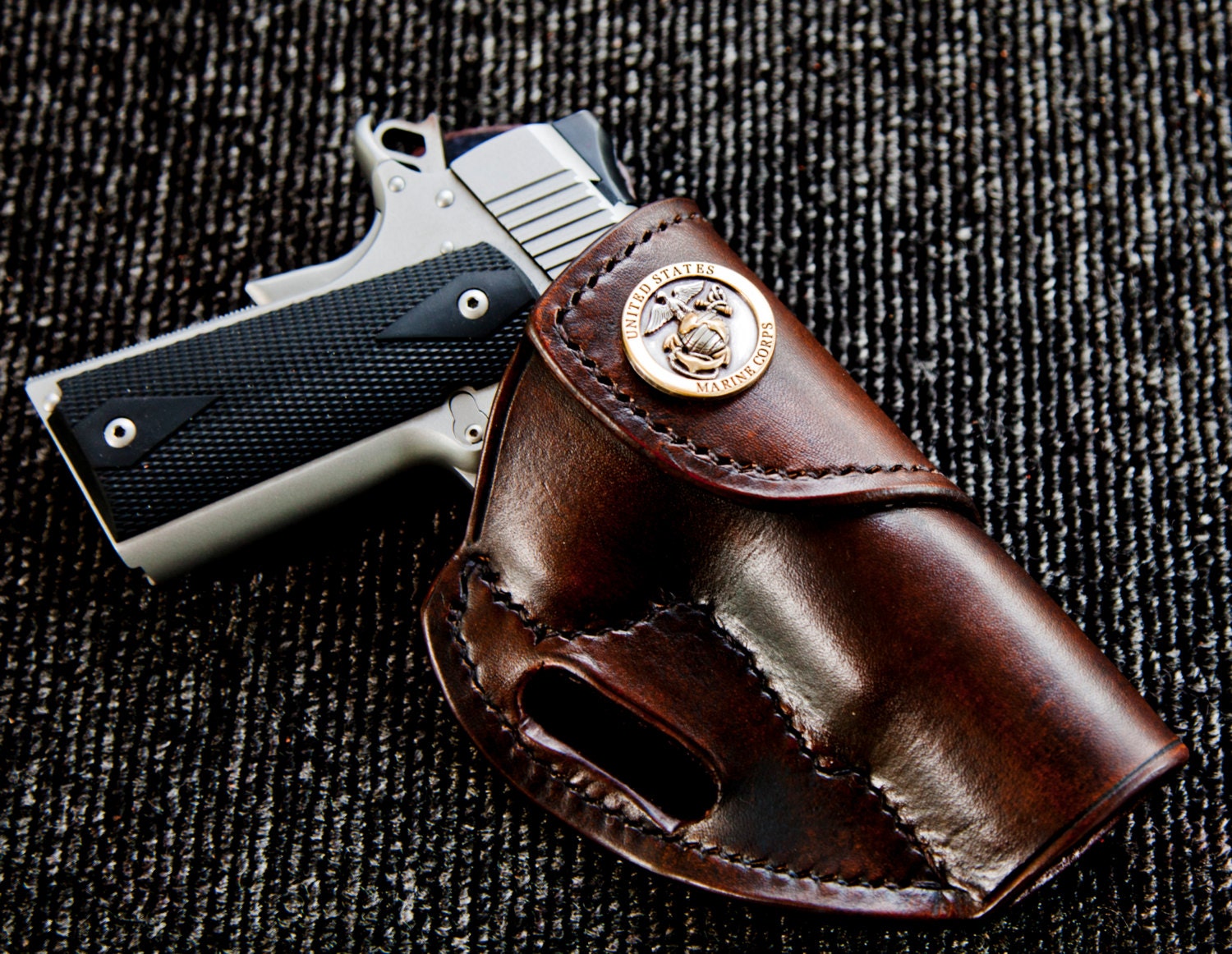 Custom Hand Made Leather Holster for 1911 Pistol and Clones