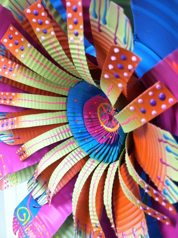 Large Handmade Tin Can Flower Wall Decor Garden Decor