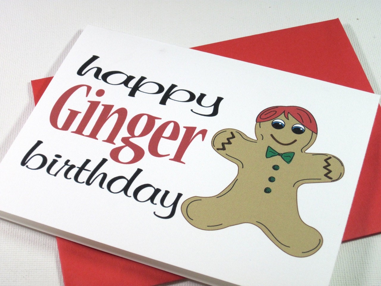 Gingerbread Ginger Birthday Card by HeyBuddyGreetings on Etsy