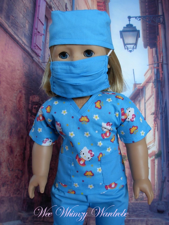 Kitty Scrub set fits American Girl Doll and 18 inch dolls