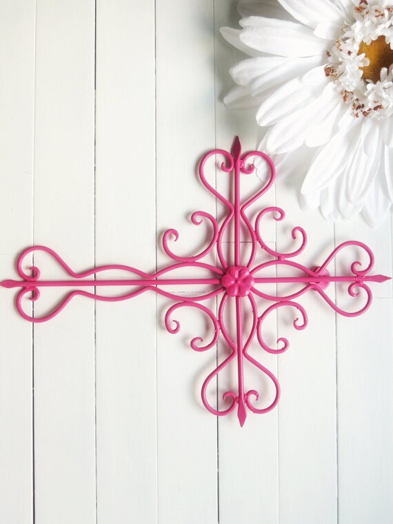 Items similar to Home Decor / Metal Cross Wall Art / Pink Home Decor