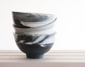 Marble black and white.Hand made ceramic bowl with glossy glaze. Modern and urban look