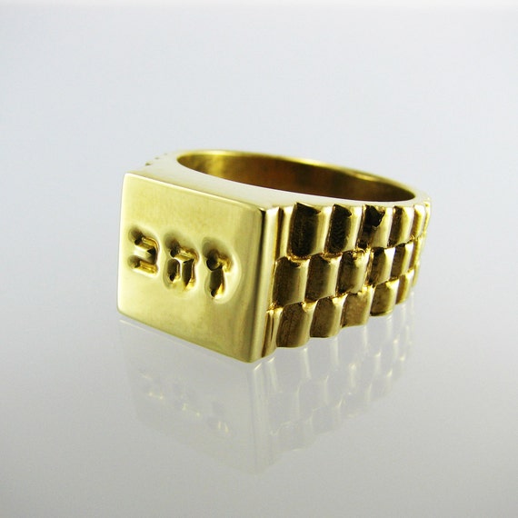 Items similar to ZAHAV Gold Statement Ring, Personalized Stamped