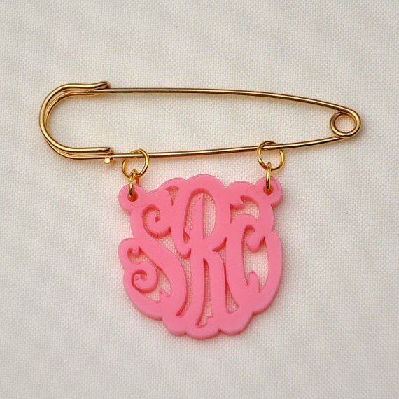 Safety Pin Brooch Personalized Jewelry Initials by CardinalGift