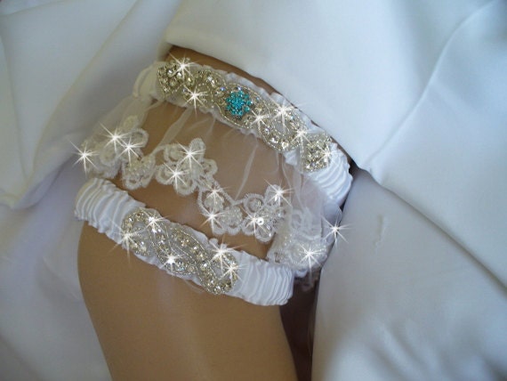 Items Similar To Aqua Blue Something Blue Wedding Garter Set Wedding