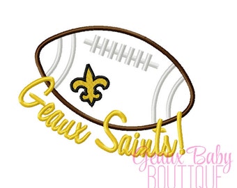 Geaux Saints Fleur de Lis Football Machine Embroidery Applique Design