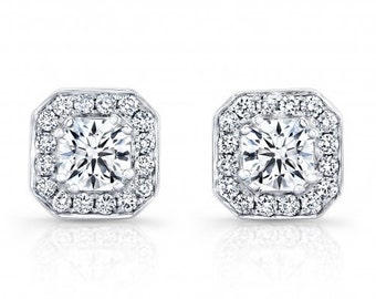 ... Diamond Studs Earrings H-SI1 18kt White Gold BLUERIVER47 Fine Jewelry