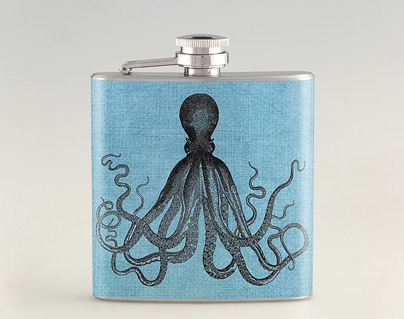 Octopus Liquor Hip Flask Stainless Steel 6 Oz   8 Oz (fk-0398)