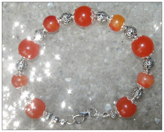 Beautiful Handmade Silver Bracelet with Orange Topaz by IreneDesign2011