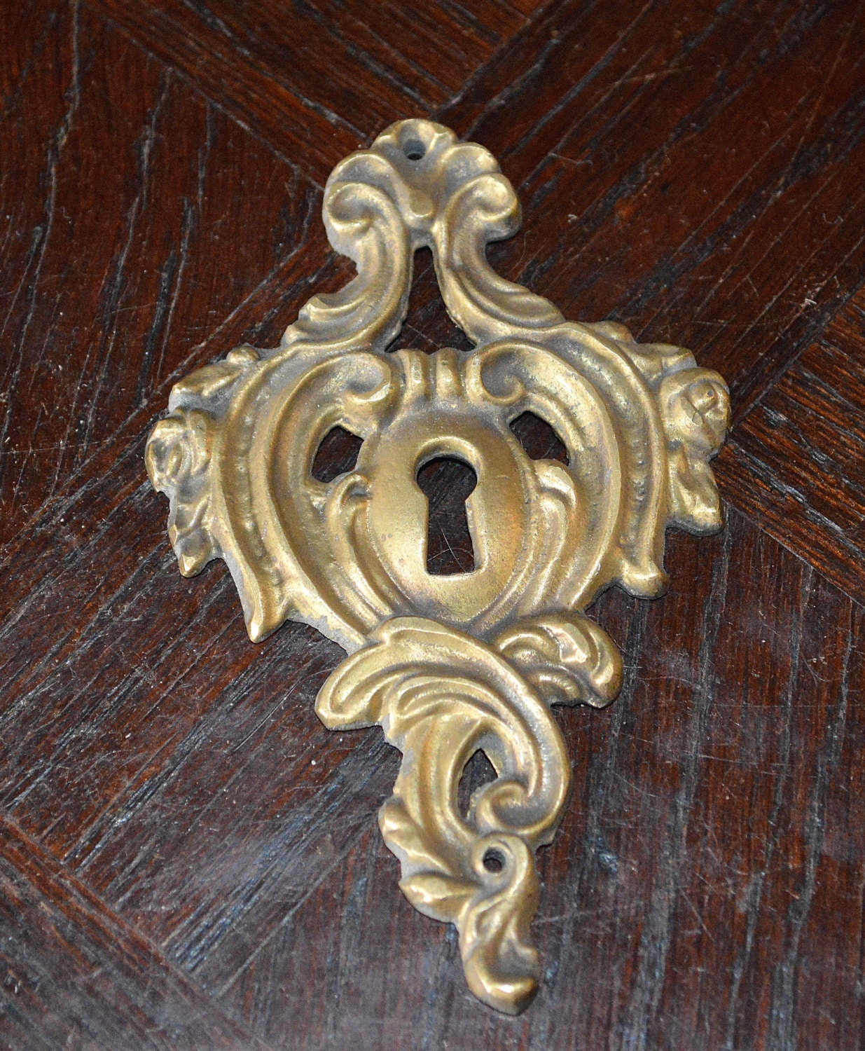 Antique Bronze Large Ornate Keyhole Escutcheon Hardware