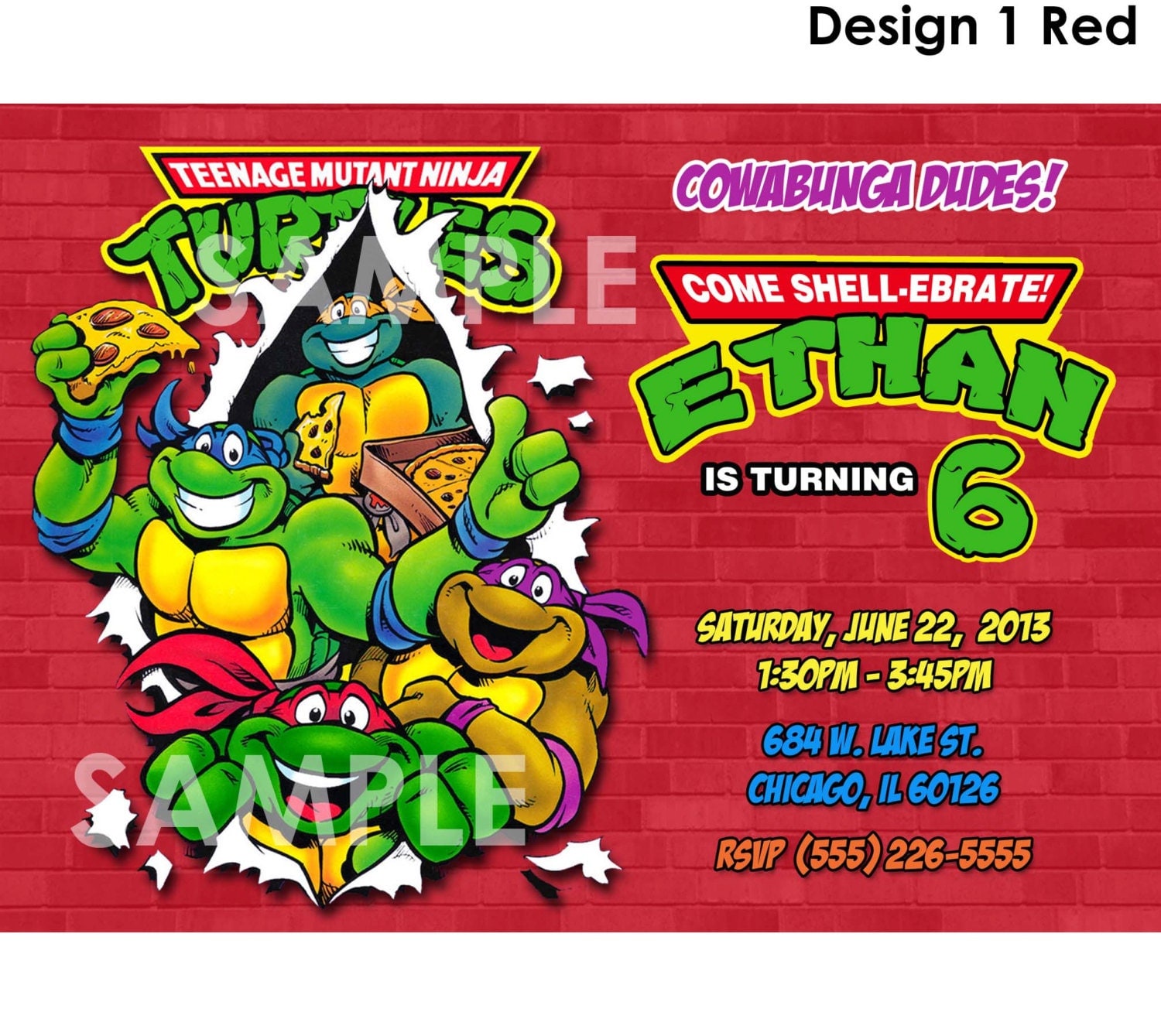 Teenage Mutant Ninja Turtles Party Invitations 9