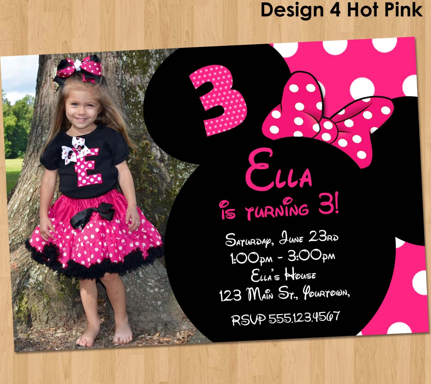 Minnie Mouse Invitation Printable Birthday Party Custom