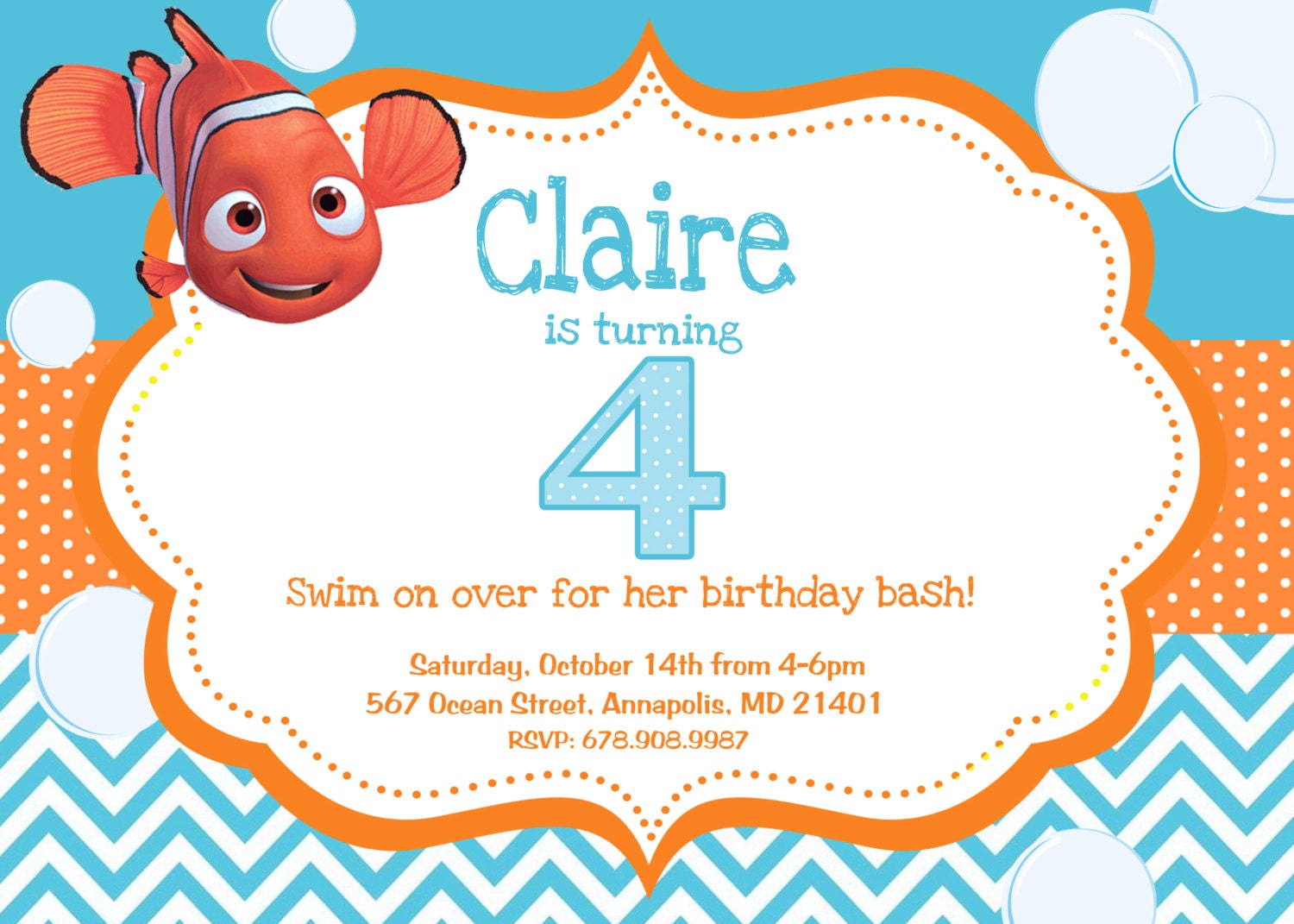 Finding Nemo Baby Shower Invitations Finding nemo birthday party