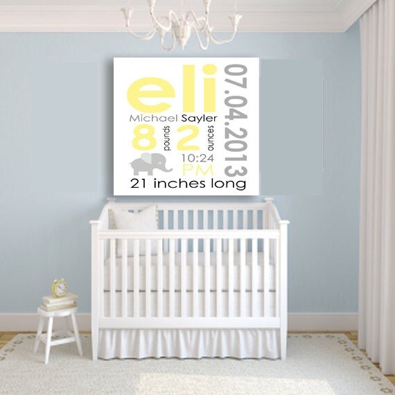 Custom Canvas baby birth announcement wall art, nursery, baby shower gift