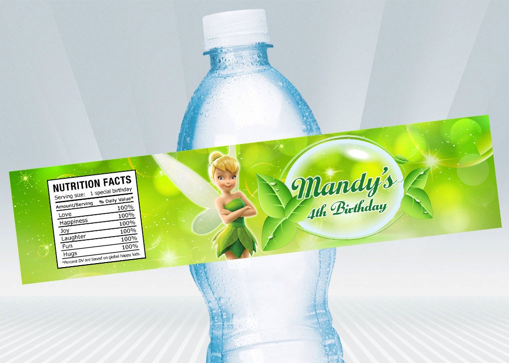 Tinker Bell Birthday Water Bottle Label