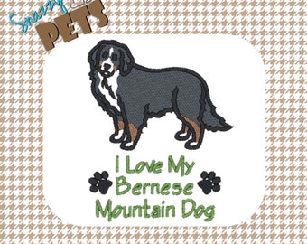 ... Mountain Dog Bag, I Love My Bernese Mountain Dog embroidered on tote