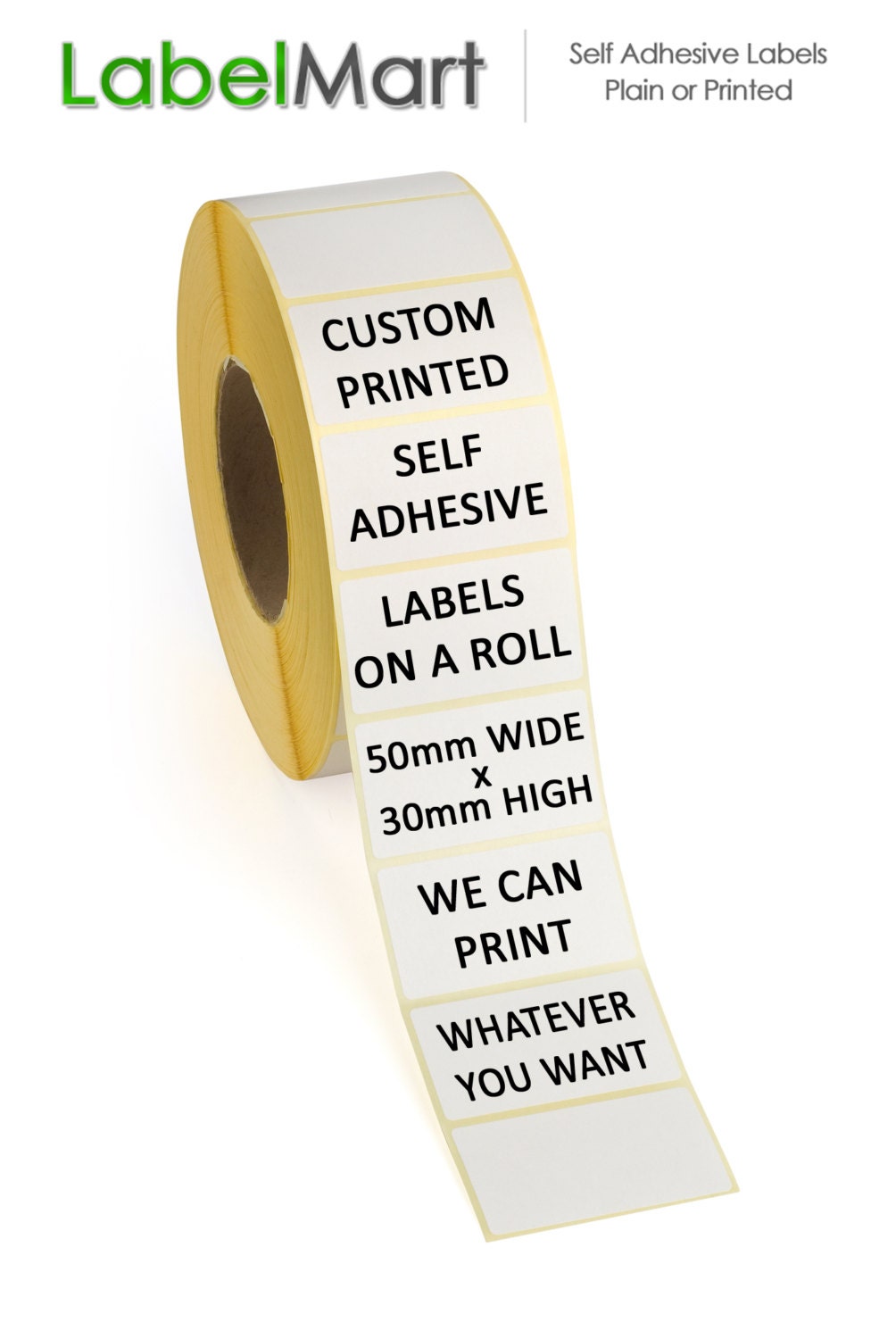 250 Self Adhesive Labels on a roll - 50mm x 30mm - Custom Printed - Print whatever you want ...