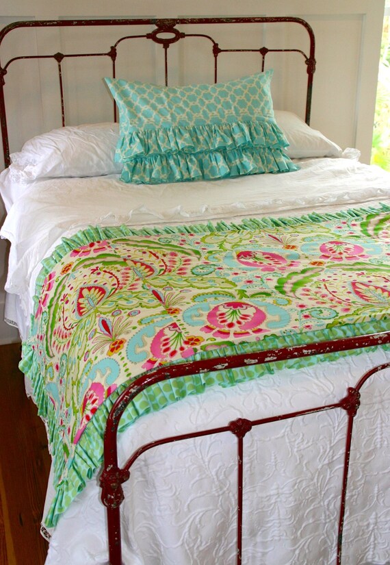 Full Size Ruffled Bed Scarf & Double by GritsandGraceBedding