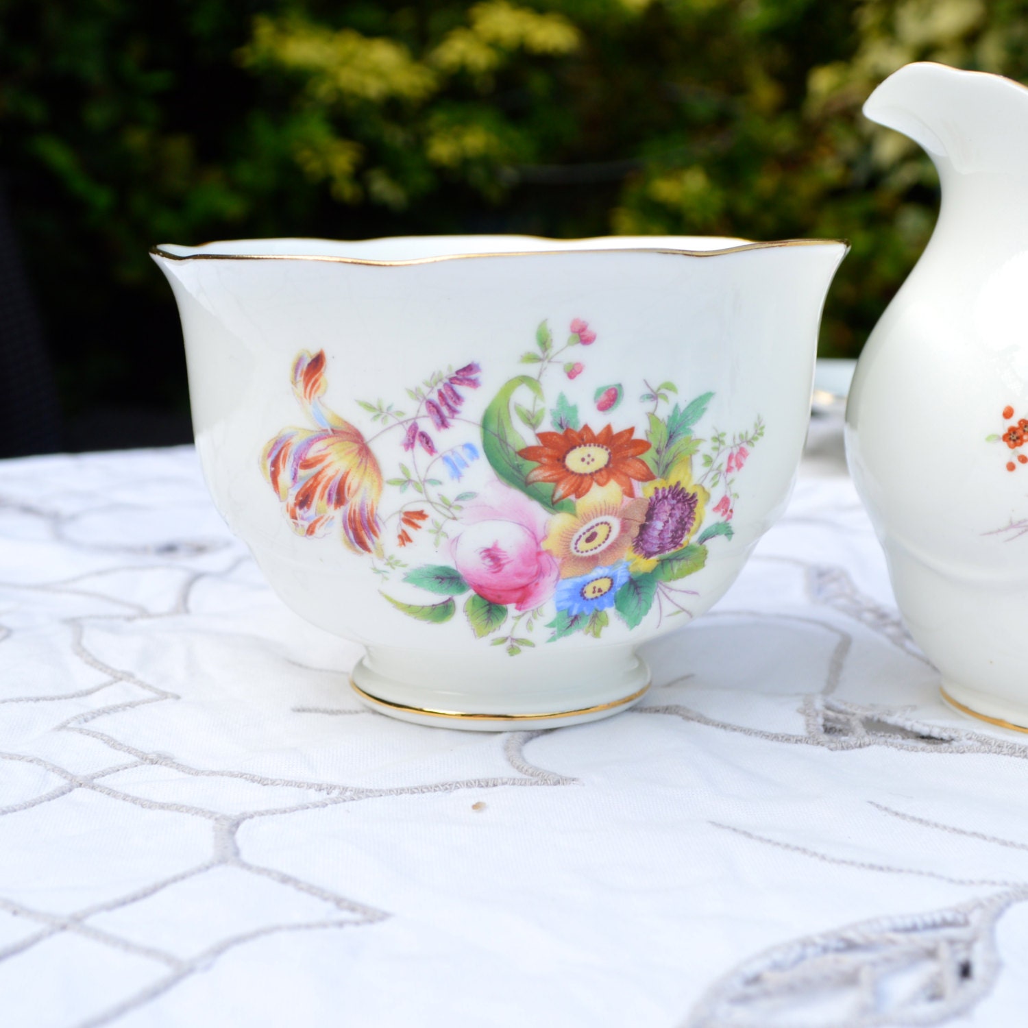 Vintage English Coalport Bone China Junetime Flowers by D