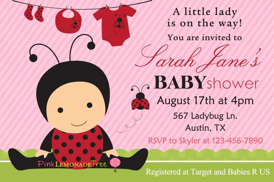 Ladybug Baby Shower Invitation Ladybug Invite for baby