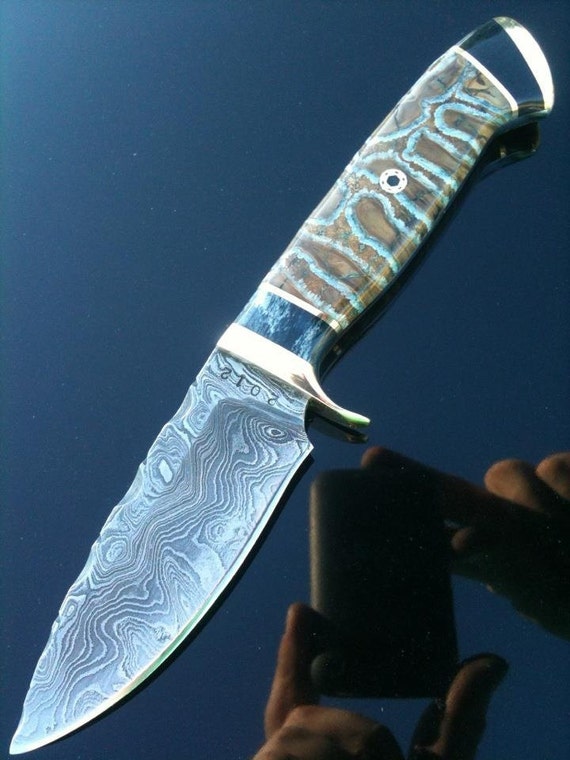 Custom hand made knife.Alabama Damascus steel by Stefanknives