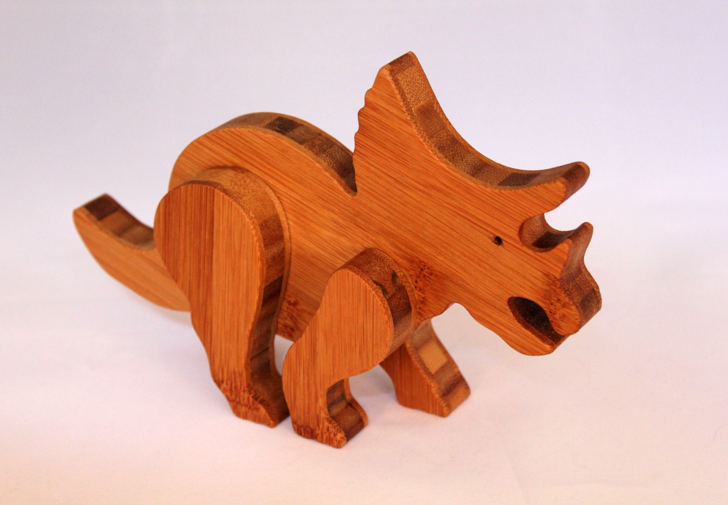 Wooden Toy Dinosaur Bamboo Triceratops Child Safe