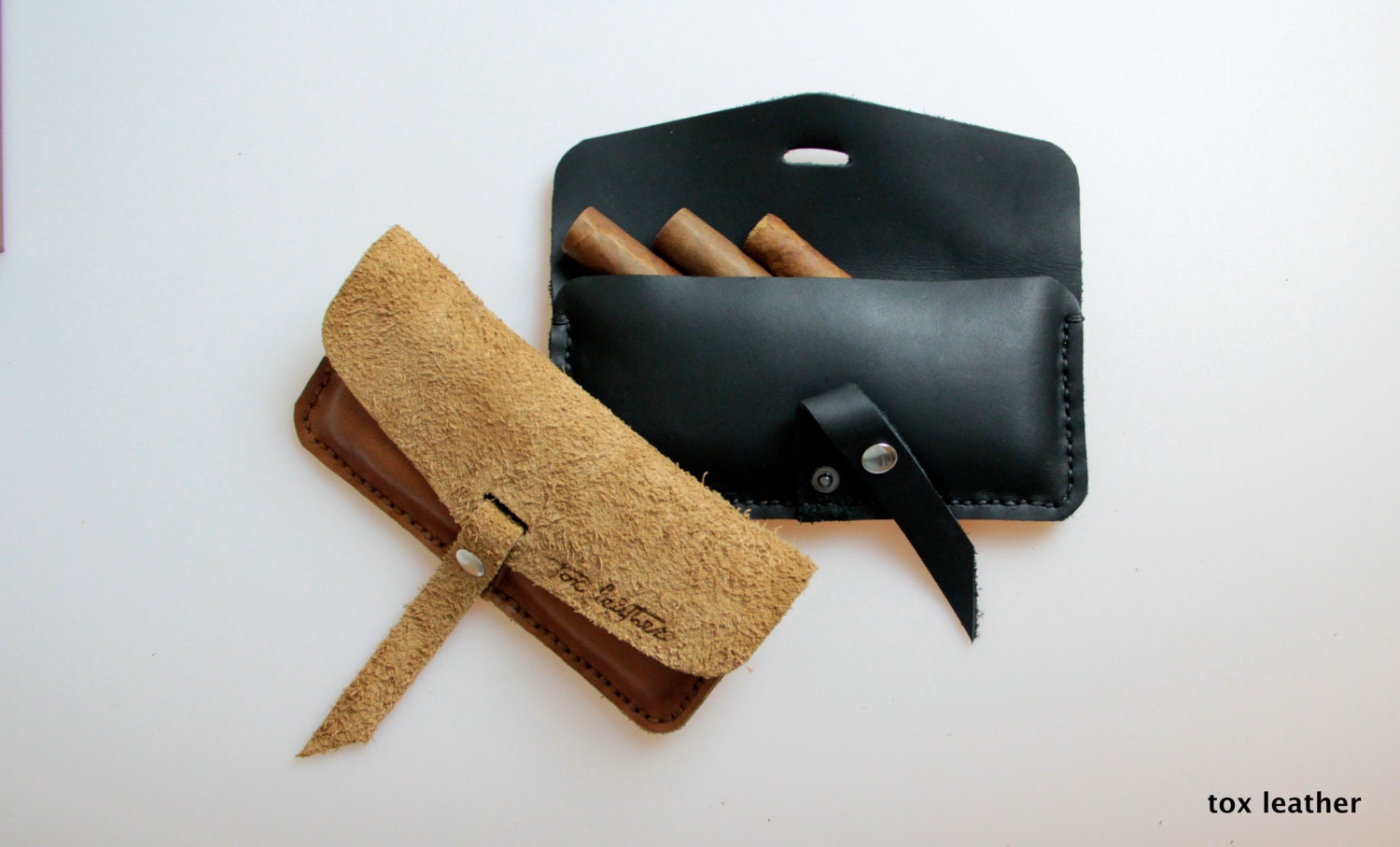Handmade cigar case/ Black leather cigar case Etsy finds