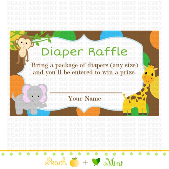 Printable Safari or Jungle Baby Shower Diaper Raffle Ticket