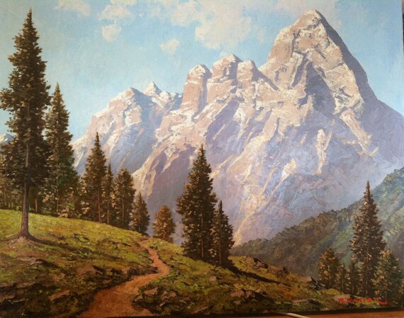 Items similar to Antique landscape oil painting by Austrian artist