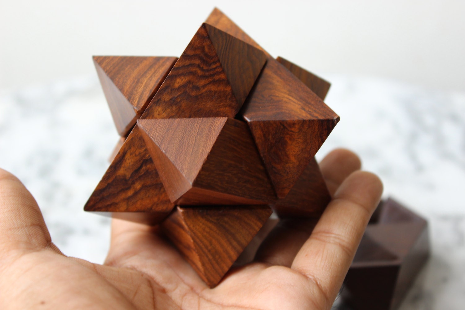 Vintage wood Puzzle 3D Geometric Paper Weight Curio by ...