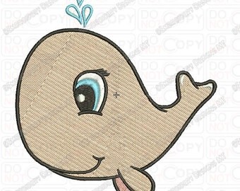 Girly Whale Embroidery Design in 3x3 4x4 and 5x7 Sizes