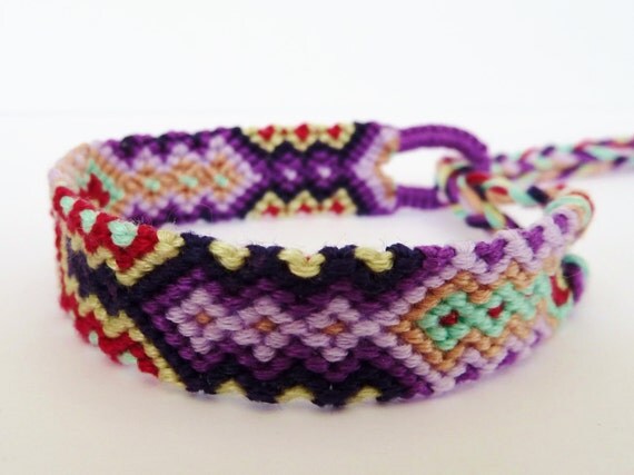 Woven Friendship Bracelet Knotted colorful thread by CraftyMotMot