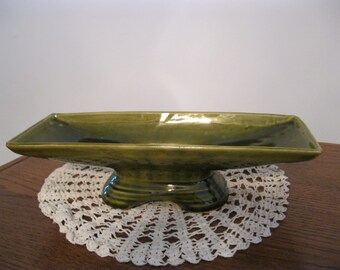 Vintage Olive Green Retro Ceramic Planter