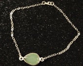 Mint Green Faceted Gemstone in Silver Bezel Setting Bracelet - Mint green and Silver Bracelet - Sterling Silver Bracelet