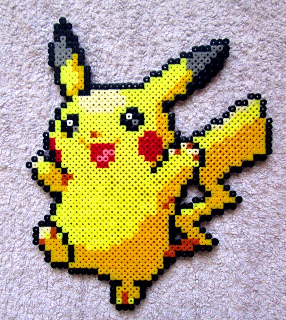 Pikachu perler bead sprite by AenysBeadArt on Etsy