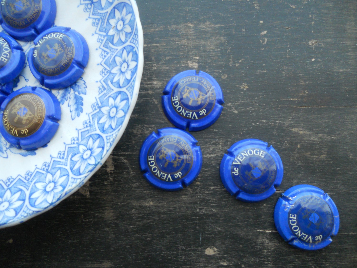 Set of 9 metal champagne caps Metal bottle capsules Vintage