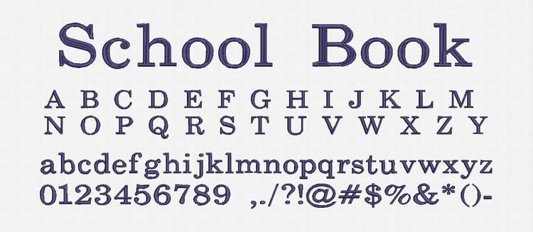 School Book Font Embroidery Design Now Come by TulipEmbroidery