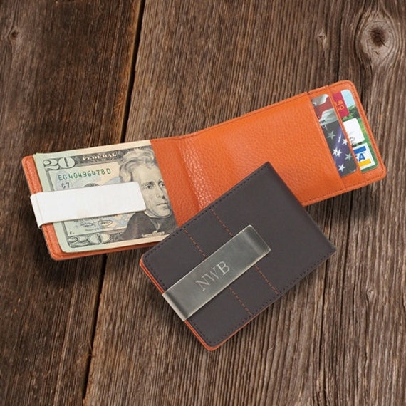 Personalized Metro Leather Wallet/Money Clip Groomsmen Gift