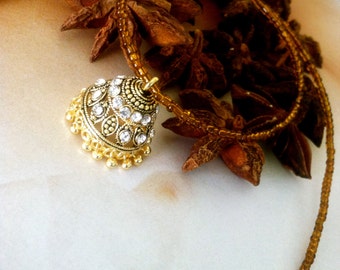 Metal Jhumka Necklace - Indian Jhumka Necklace - Unusual Necklace ...
