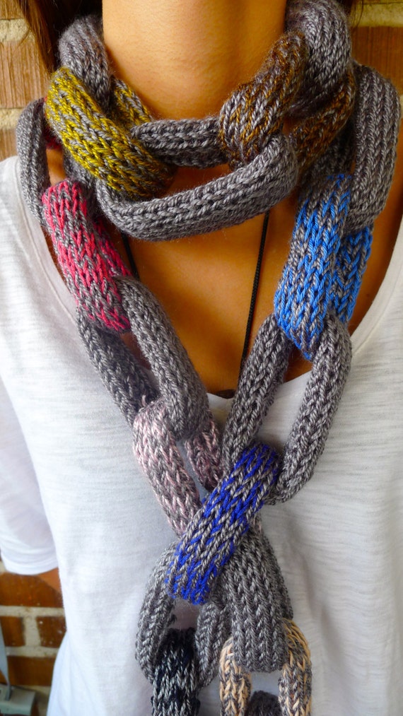 Chunky Chain Scarf Chain link scarf Multicolor loop by KEENbyAM