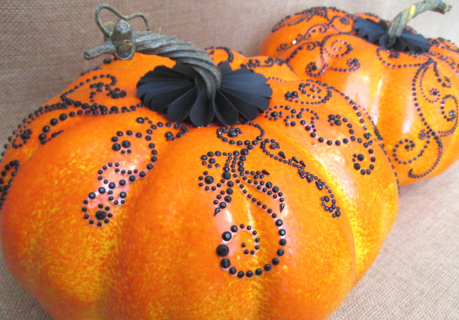Pumpkin Set of 2 Thanksgiving Jeweled Pumpkins Designer