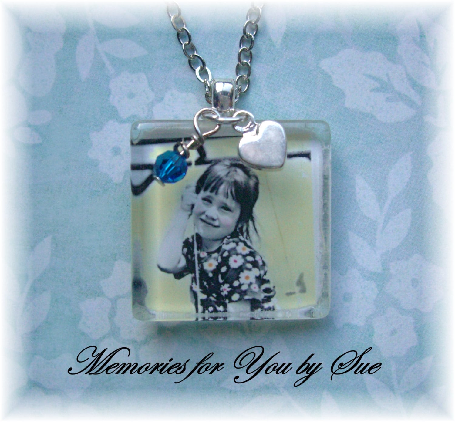 Customized GiftSquare Photo Glass Pendant Necklace