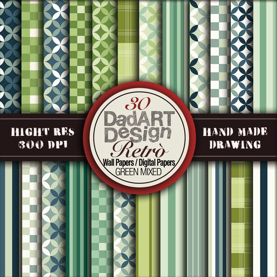 Retro Green Patterns seamless digital papers