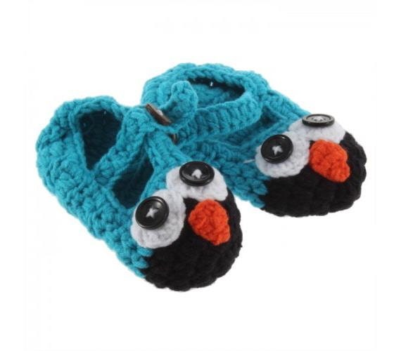 77 New baby headband edmonton 217 CLEARANCE SALE Crochet Owl Baby Boy Slippers Shoes in Blue & Black 6 9   
